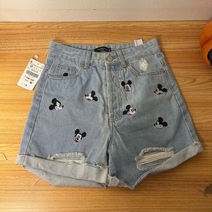 Mickey Mouse Jean High-Waisted Shorts